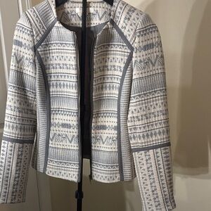 H&M Women's Geometric Patterned Blazer - Cream and Gray
